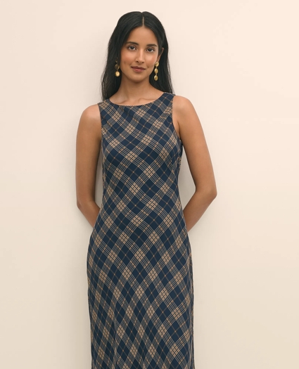 Crinkle Chiffon Plaid Maxi Dress, image 2