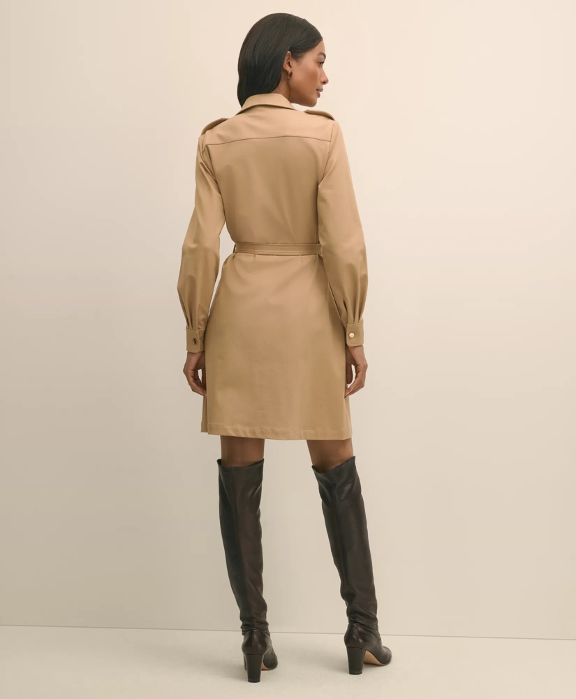 Cotton Blend Twill Belted Shirt Dress, image 4