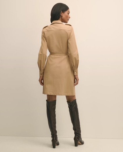 Cotton Blend Twill Belted Shirt Dress, image 4