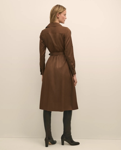 Cotton Sateen Fit-And-Flare Belted Shirt Dress, image 4
