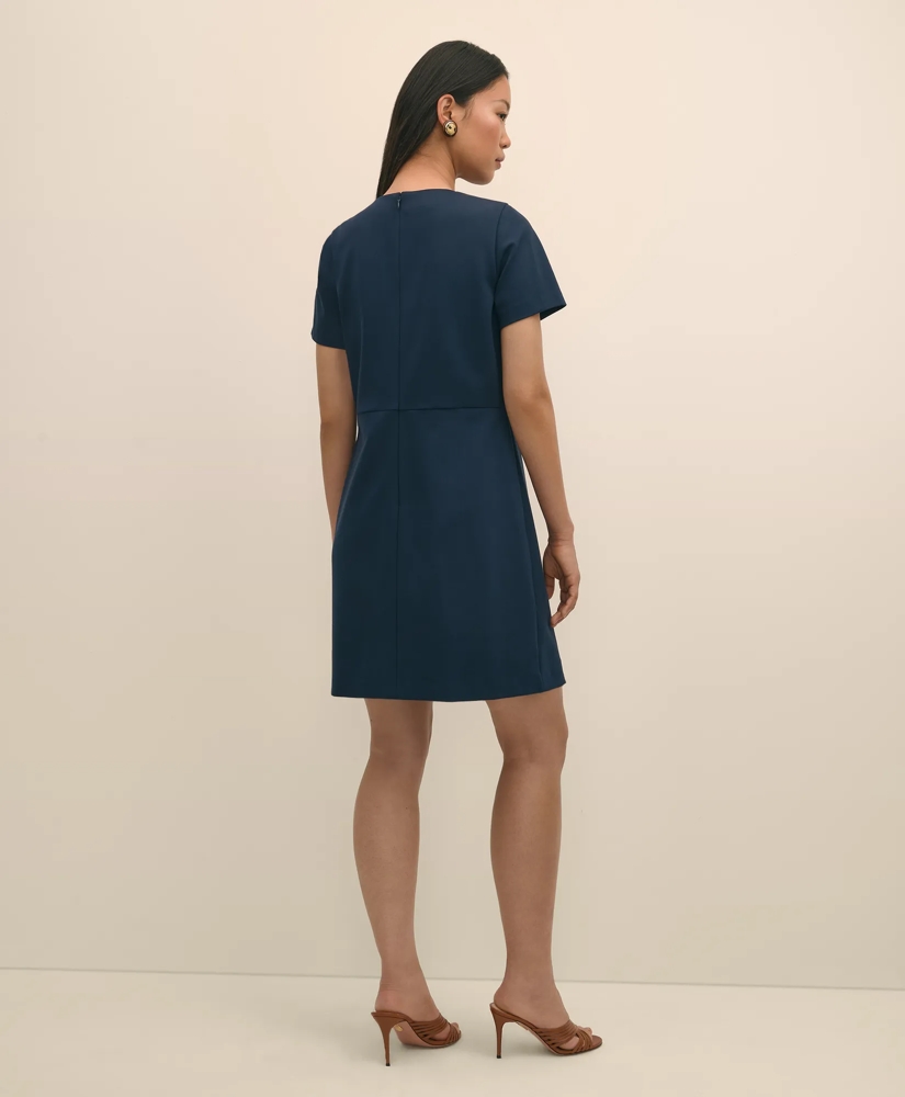 Ponte Short-Sleeve Mini Dress With Buckle Detail, image 4