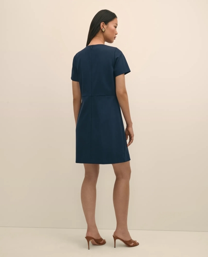 Ponte Short-Sleeve Mini Dress With Buckle Detail, image 4