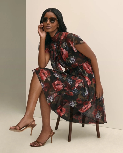 Flutter-Sleeve Halter Dress, image 1