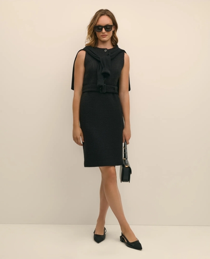 Wool Blend Belted Boucle Sheath, image 1