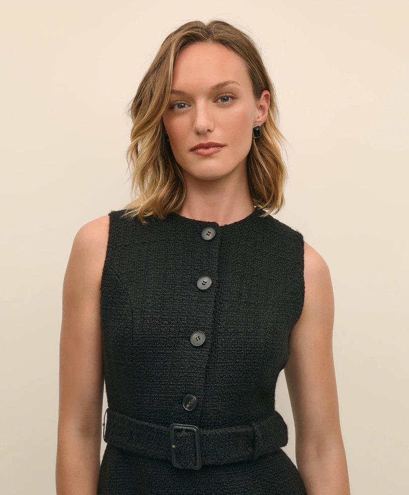 Wool Blend Belted Boucle Sheath, image 3