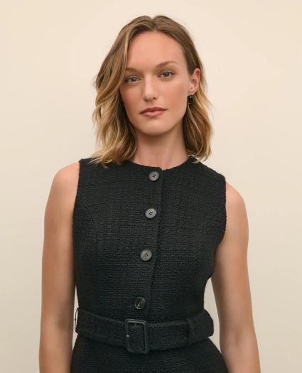 Wool Blend Belted Boucle Sheath, image 3