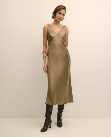 Viscose Bronze-Gold Slip Dress, image 1
