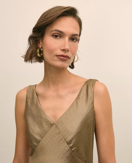 Viscose Bronze-Gold Slip Dress, image 2