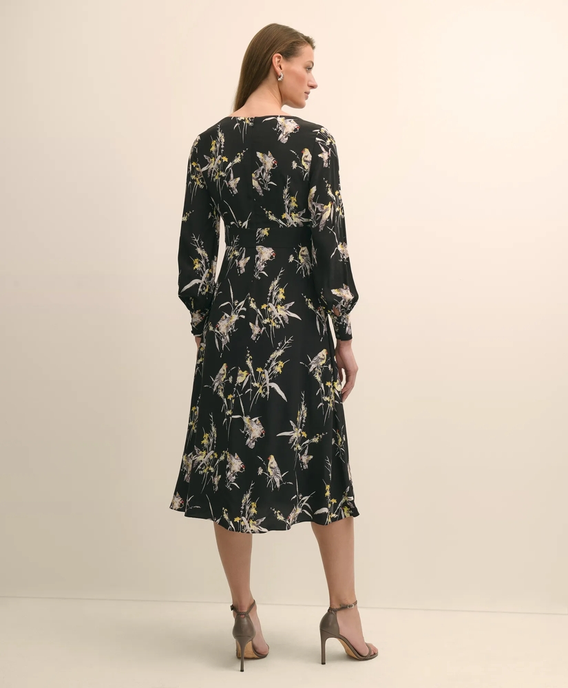 Viscose Fit & Flare Bird Print Dress, image 4