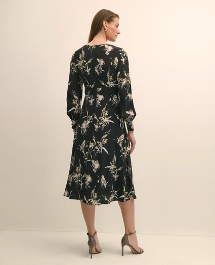 Viscose Fit & Flare Bird Print Dress, image 4