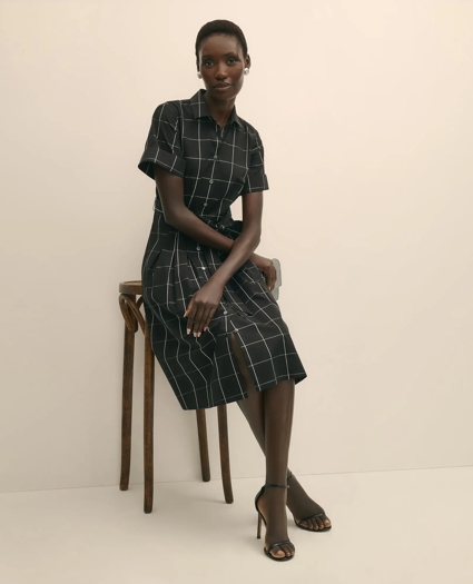 Supima® Cotton Belted Windowpane Shirt Dress, image 1