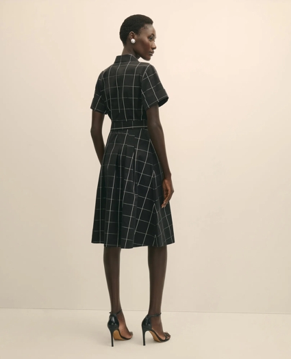 Supima® Cotton Belted Windowpane Shirt Dress, image 4