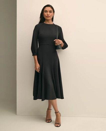 Viscose Blend Shirred-Sleeve Dress, image 1
