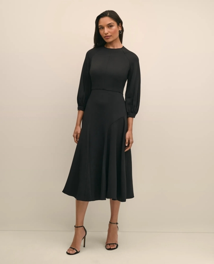 Viscose Blend Shirred-Sleeve Dress, image 3