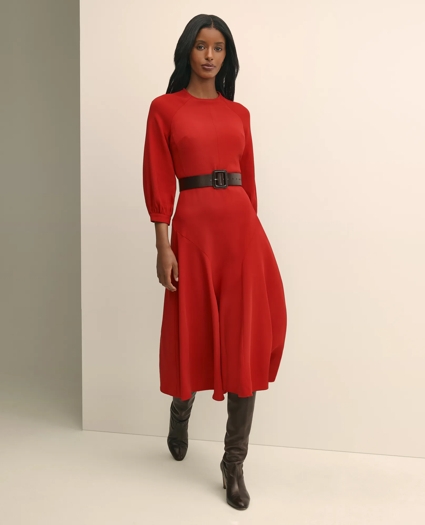 Viscose Blend Shirred-Sleeve Dress, image 1