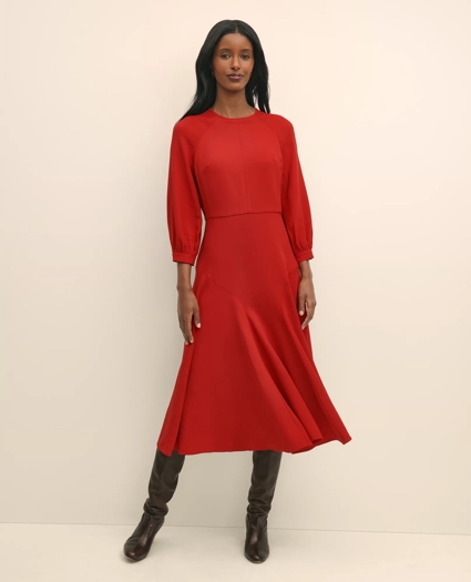 Viscose Blend Shirred-Sleeve Dress, image 2