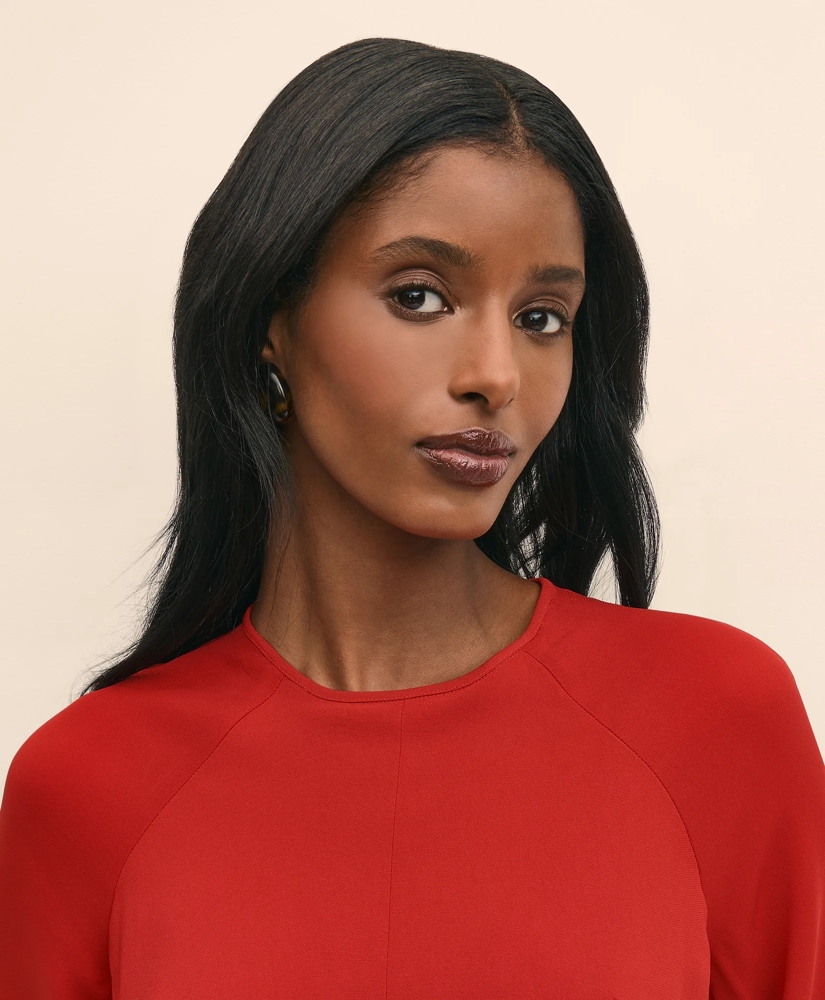 Viscose Blend Shirred-Sleeve Dress, image 3