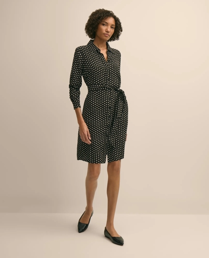 Belted Dot-Print Shirt Dress, image 2
