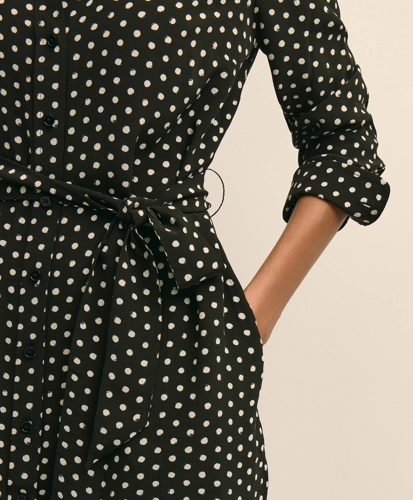 Belted Dot-Print Shirt Dress, image 3