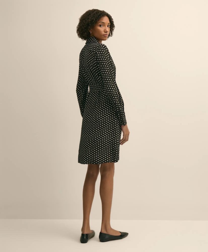 Belted Dot-Print Shirt Dress, image 4