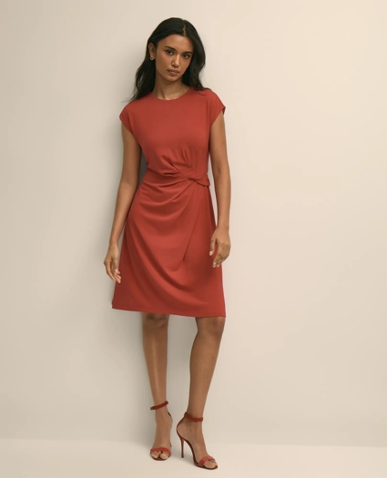 Jersey Cap-Sleeve Twisted-Detail Dress, image 1