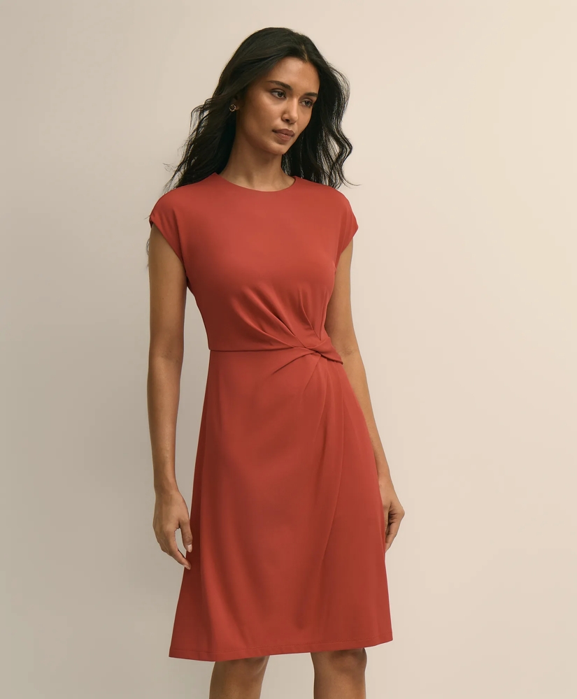 Jersey Cap-Sleeve Twisted-Detail Dress, image 2
