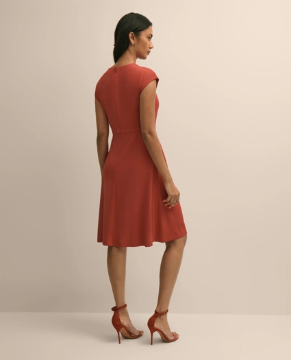 Jersey Cap-Sleeve Twisted-Detail Dress, image 4