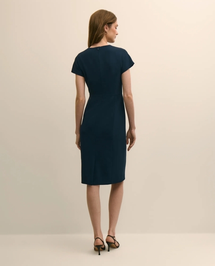 Stretch Crepe Short-Sleeve Sheath Dress, image 5