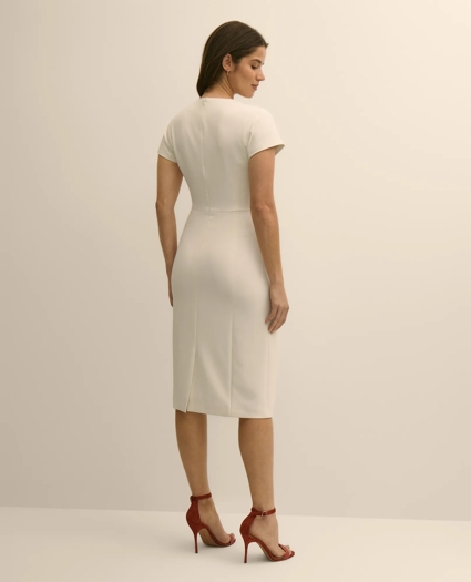 Stretch Crepe Short-Sleeve Sheath Dress, image 4