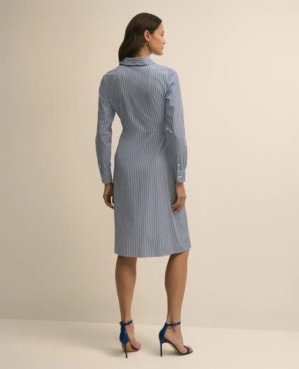 Supima&reg; Cotton Striped Tie-Waist Shirt Dress, image 4