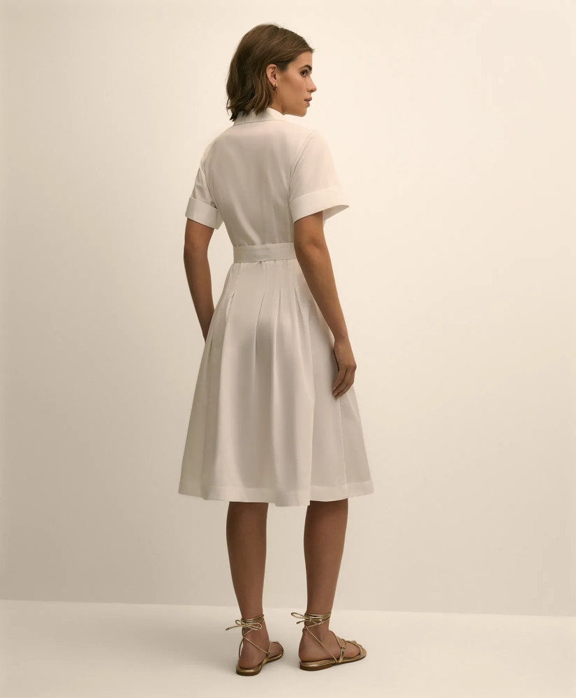 Cotton Sateen Short-Sleeve Belted Shirt Dress, image 4
