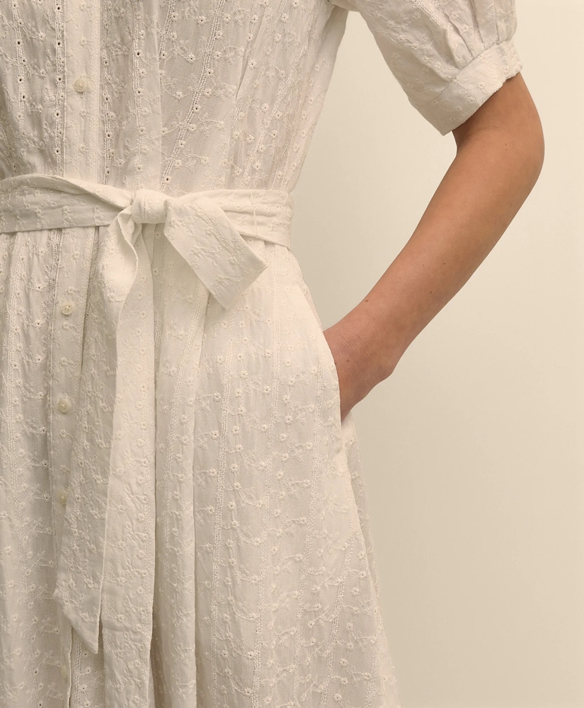 Chambray Embroidered Belted Shirt Dress, image 3