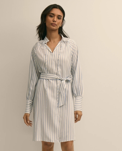 Viscose Pullover Striped Belted Shirt Dress, image 2