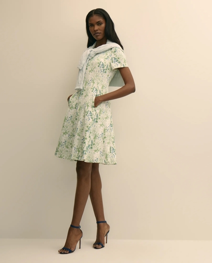 Printed Floral Crepe Dress, image 1