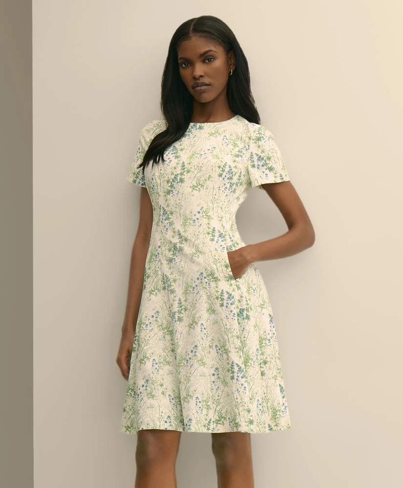 Printed Floral Crepe Dress, image 2