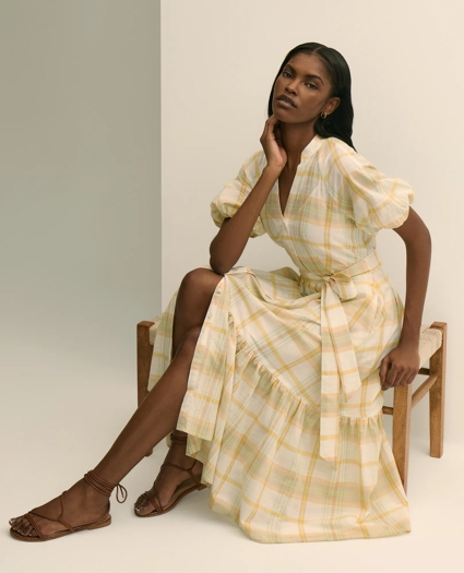 Cotton Madras Maxi Shirt Dress, image 1