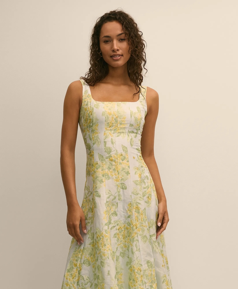 Linen Blend Floral Tank Dress, image 2