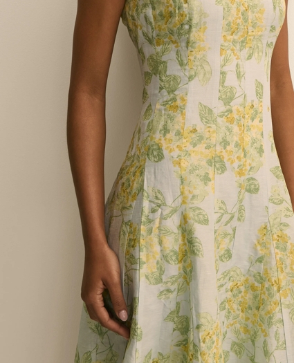 Linen Blend Floral Tank Dress, image 3