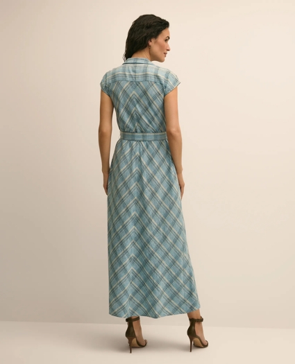 Linen Blend Plaid Belted Sleeveless Dress, image 4