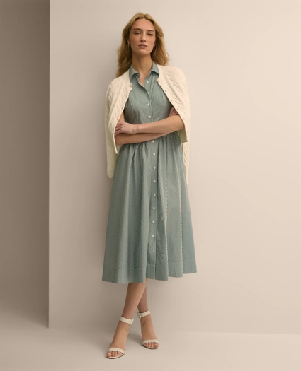 Supima&reg; Cotton Stripe Sleeveless Shirt Dress, image 1