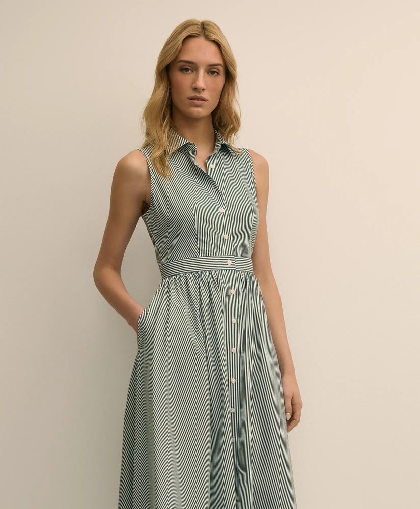 Supima&reg; Cotton Stripe Sleeveless Shirt Dress, image 2