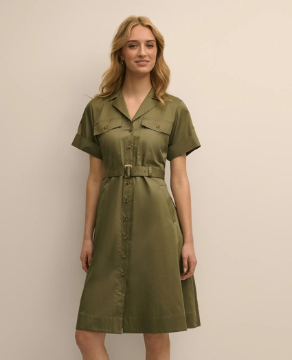Supima&reg; Cotton Belted Safari Shirt Dress, image 2