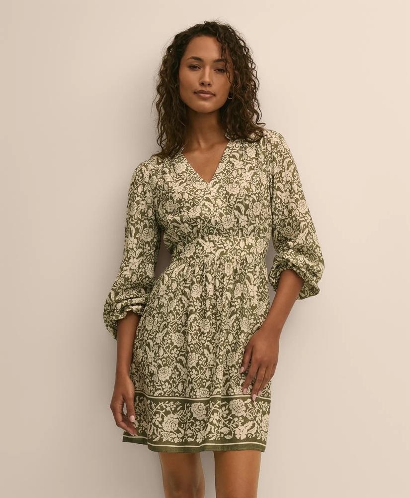 Linen Blend Floral Print Dress, image 2