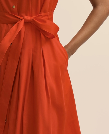 Cotton Sateen Belted Shirtdress, image 3
