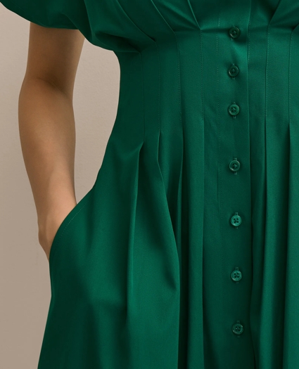 Supima&reg; Cotton Pleated A-Line Shirtdress, image 3