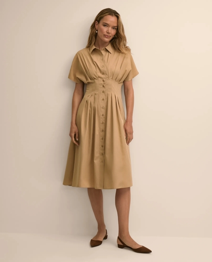 Supima&reg; Cotton Pleated A-Line Shirtdress, image 1