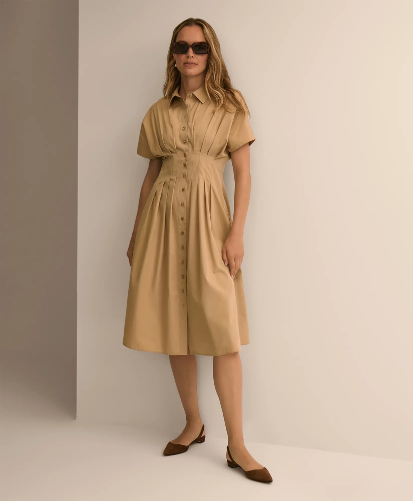 Supima&reg; Cotton Pleated A-Line Shirtdress, image 3