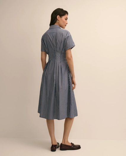 Supima&reg; Cotton Pleated Striped A-Line Shirtdress, image 4