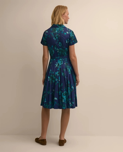 Cotton Sateen Floral Belted Shirtdress, image 3