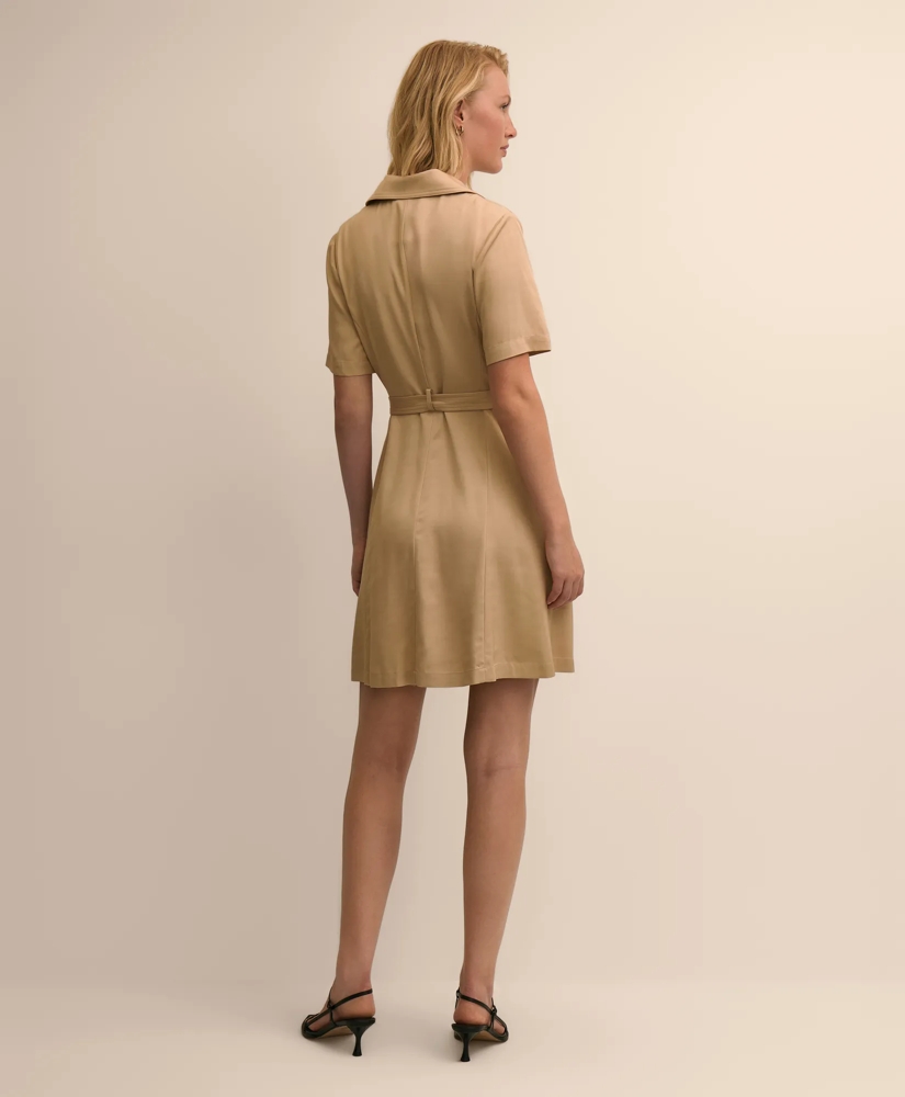 Short-Sleeve Belted Trench Dress, image 4
